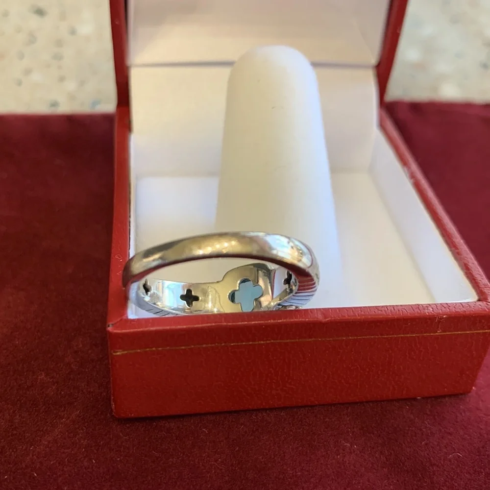 14 kt and Silver blue topaz ring size 7 - Picture 3 of 5